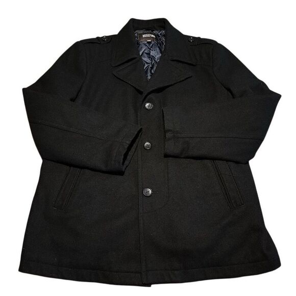 Michael Kors Mens Black Wool Blend Coat Jacket Lined Professional Size Large - Picture 1 of 9